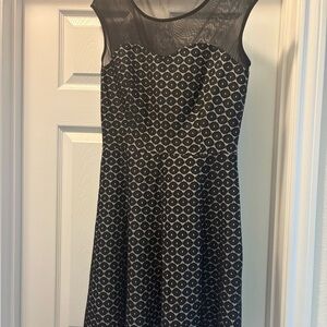 Black and White Fit and Flare Midi Dress